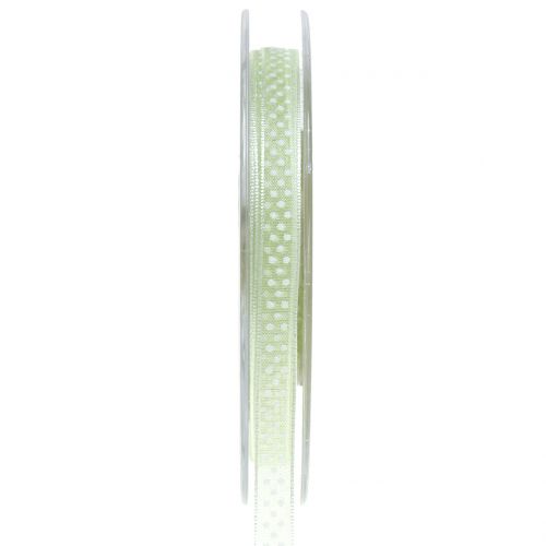 Floristik24 Decoratief lint met stippen lichtgroen 7mm L20m