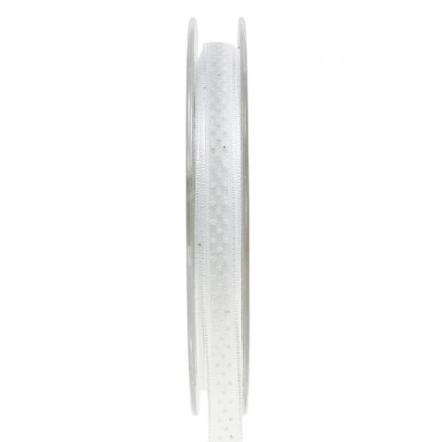 Floristik24 Decoratief lint met stippen wit 7mm L20m