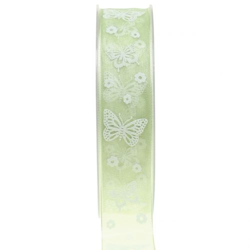 Floristik24 Organza lint vlinder Mint 25mm 20m