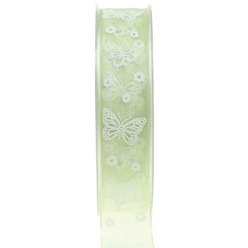 Floristik24 Organza lint vlinder Mint 25mm 20m