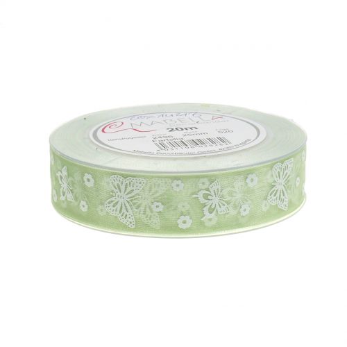 Floristik24 Organza lint vlinder Mint 25mm 20m