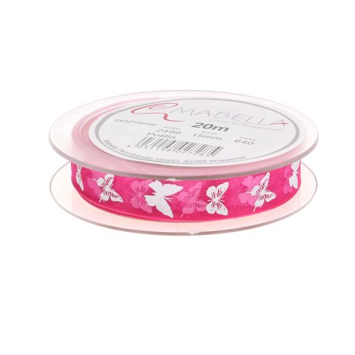 Floristik24 Organza lint vlinder roze 15mm 20m