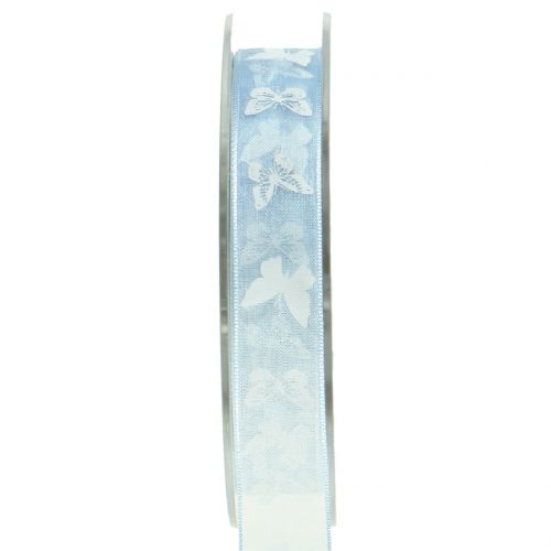 Floristik24 Organza lint vlinder blauw 15mm 20m