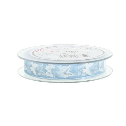 Floristik24 Organza lint vlinder blauw 15mm 20m