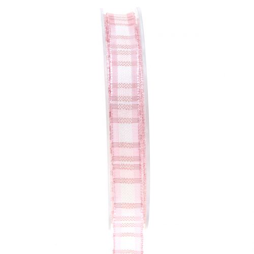 Floristik24 Decoratief lint met draadrand roze 15 mm L20m