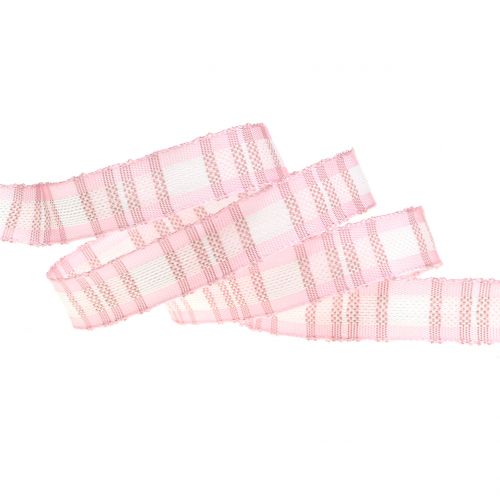 Floristik24 Decoratief lint met draadrand roze 15 mm L20m