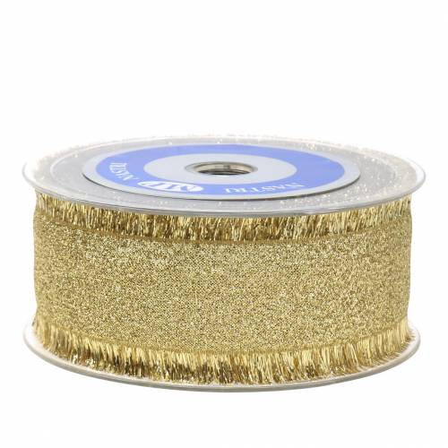 Floristik24 Decoratielint goud met franjes 40mm 15m