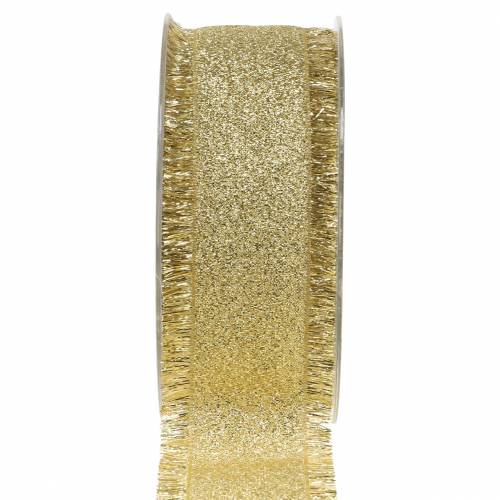 Floristik24 Decoratielint goud met franjes 40mm 15m