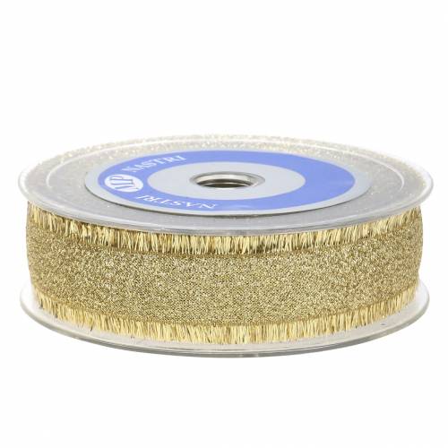 Floristik24 Decoratief lint goud met franjes 25mm 15m