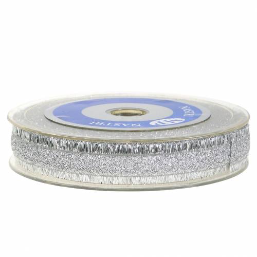 Floristik24 Sierlint zilver met franjes 15mm 15m