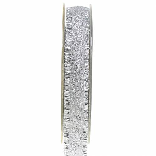 Floristik24 Sierlint zilver met franjes 15mm 15m