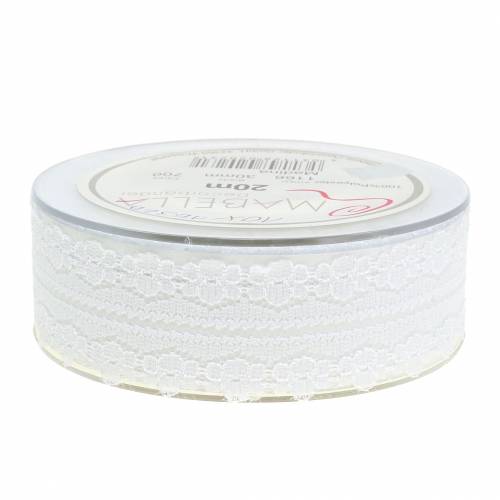 Floristik24 Kantlint decoratielint wit 20m 3cm