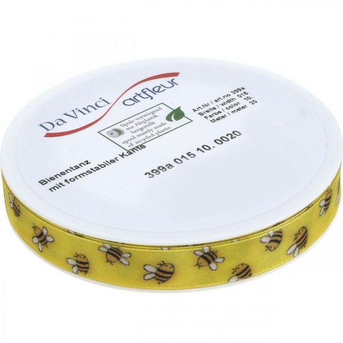 Artikel Decoratief lint lente geel, lint met bijen B15mm L20m