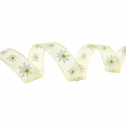 Artikel Organza lint gele bloemen 15mm stoffen lint decoratief lint zomerdecoratie 20m