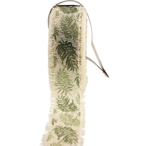 Floristik24 Decoratief lint regenwoud katoenlint groen 30mm 15m