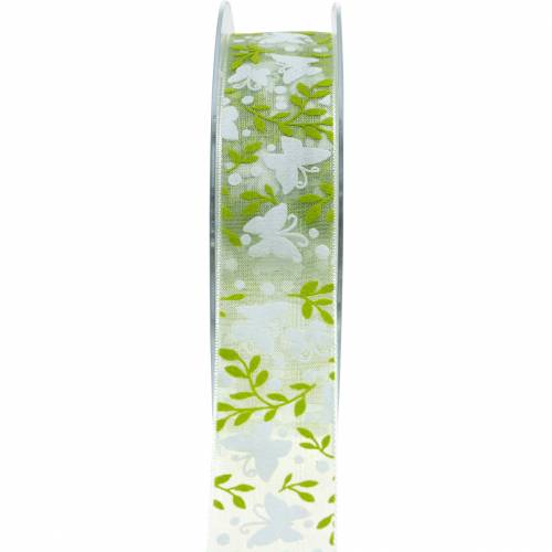 Floristik24 Decoratielint met vlinders 25mm groen organza lint cadeaulint 20m