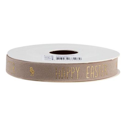Artikel Fluwelen lint Happy Easter sierlint bruin 15mm 5m