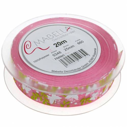 Artikel Organzalint vlinder 25mm roze sierlint cadeaulint 20m