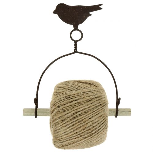 Bandhouder vogel om op te hangen met jute H19cm