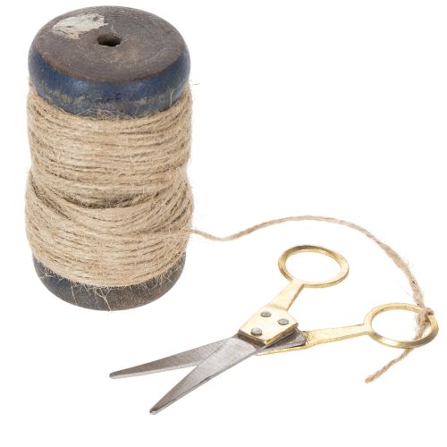 Artikel Lintrol van jute met schaar Ø5cm H8cm 2 stuks