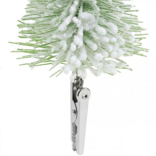 Floristik24 Kerstdecoratie kerstboom met sneeuwclips groen H13/19cm 4 stuks