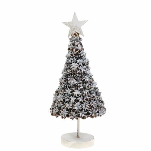 Decoratieve kerstboom steranijs wit gewassen glitter 30cm