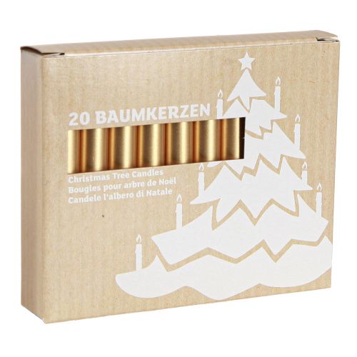 Artikel Boomkaarsen kerstboomkaarsen goud 13x105mm 20 st