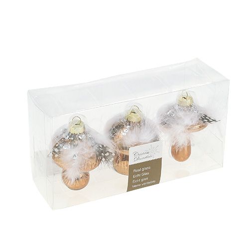 Floristik24 Boomdecoratie glas paddestoel bruin 8cm 3st