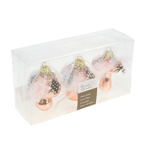 Floristik24 Boomdecoratie glas paddestoel koper 8cm 3st