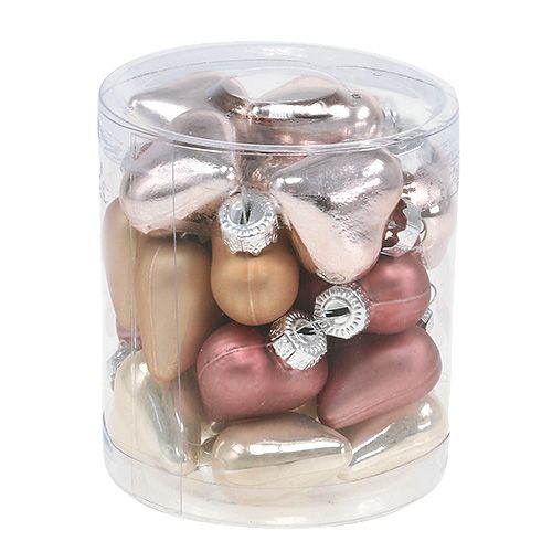 Floristik24 Boomdecoratie harten mix roze 3cm 24 st
