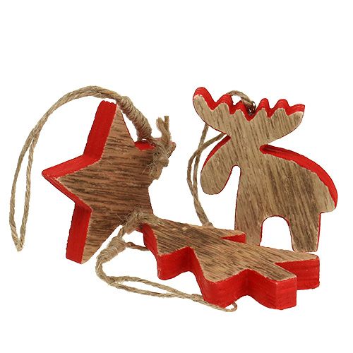 Floristik24 Boomdecoraties mix rood, naturel 7cm - 9cm 9st