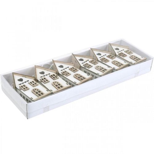 Artikel Kerstboomversieringen, houten huisdecoratie H7,5cm 6 stuks