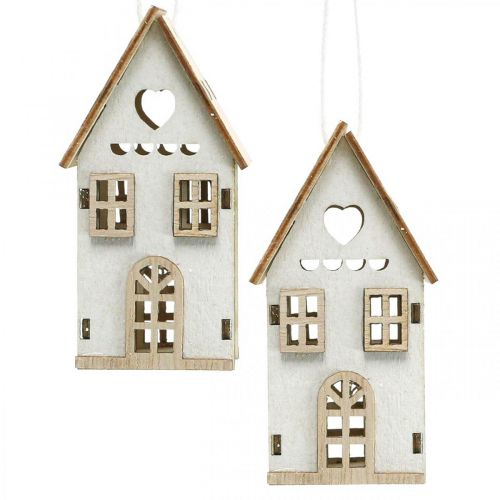 Kerstboomversieringen, houten huisdecoratie H7,5cm 6 stuks