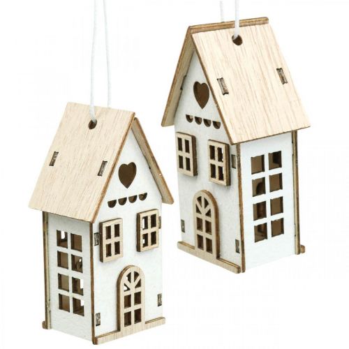 Artikel Kerstboomversieringen, houten huisdecoratie H7,5cm 6 stuks