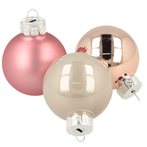 Floristik24 Kerstboomdecoratie kerstballen glas roze grijs Ø4cm 24 stuks