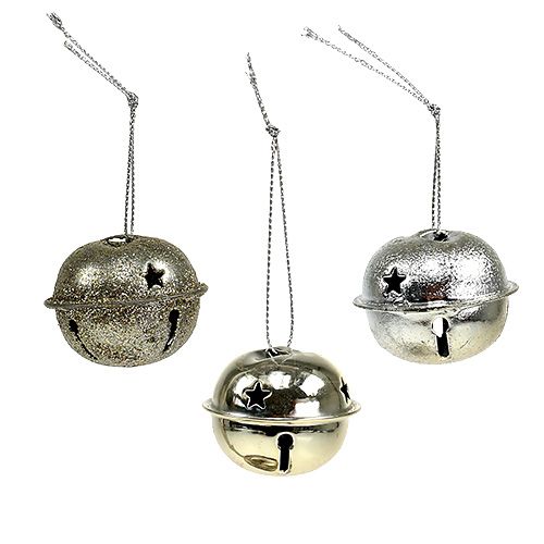 Floristik24 Kerstboomdecoraties metalen bel 4cm zilver 12st