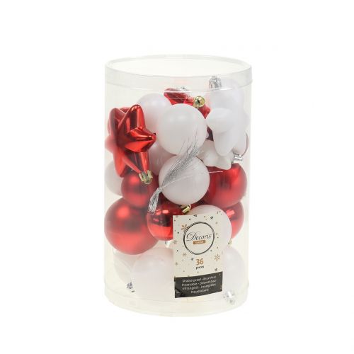Floristik24 Boomdecoratiemix rood, wit 36st