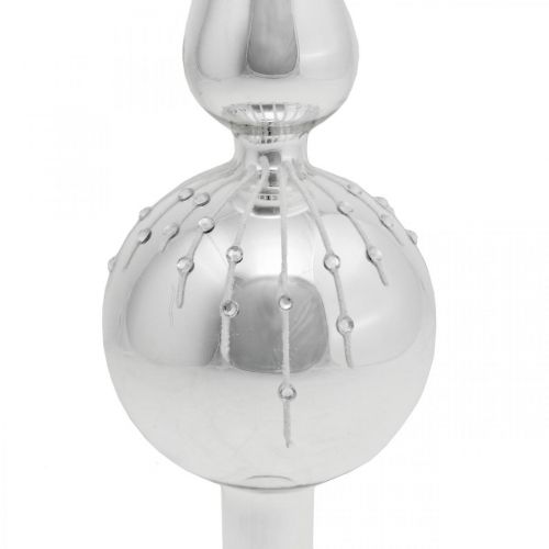 Floristik24 Kerstboomtop met glitterdecoratie, boomdecoratie, kerstboomtop ijspegel zilver / wit H31cm