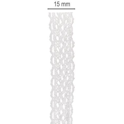 Katoenen kantlint, fijn decoratief lint voor knutselprojecten, 15 mm breed, 10 m lang | Floristik24.nl