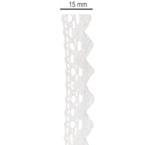 Decoratief kanten lint, fijn katoenen band voor knutselprojecten, 15 mm breed, 10 m lang | Floristik24.nl