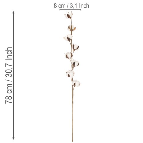 Kunstmatige katoentak met 8 echte bloemen, 78 cm | Floristik24.nl