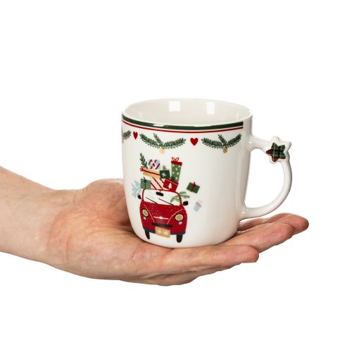 Keramische mok met kerstmotief, auto en cadeautjes, 9 cm | Floristik24.nl