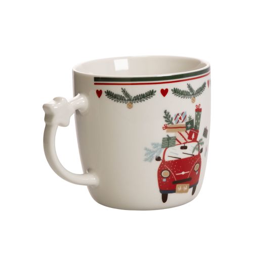 Keramische mok met kerstmotief, auto en cadeautjes, 9 cm | Floristik24.nl