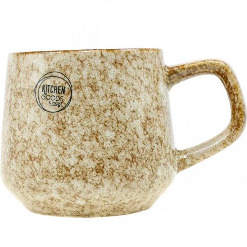Floristik24 Steengoed beker mok met handvat bruin, beige 9,5cm 2st