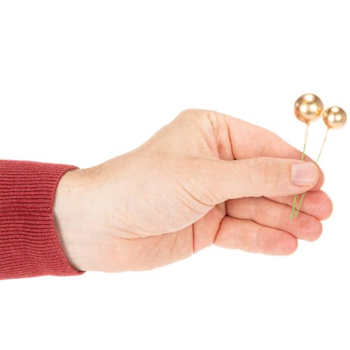 Kunstmatige gouden bessenbolletjes op een draadje voor feestelijke arrangementen, 2 cm, 48 stuks | Floristik24.nl
