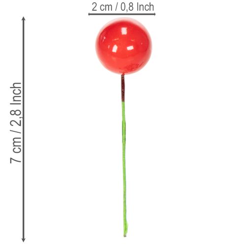 Kunstmatige mini-kerstballen in de vorm van rode bessen voor bloemversiering, 2 cm, 48 stuks | Floristik24.nl