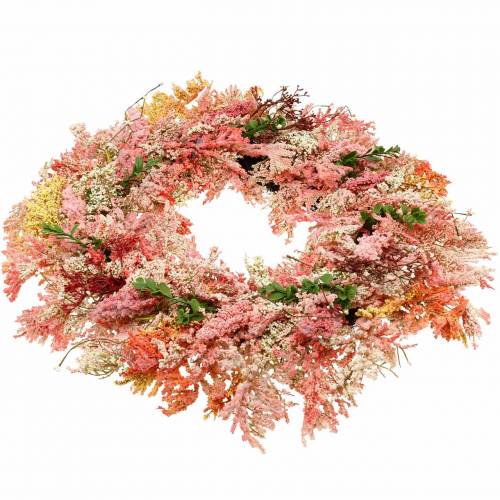 Floristik24 Kunstbloemen krans heidekrans roze zijden bloemen