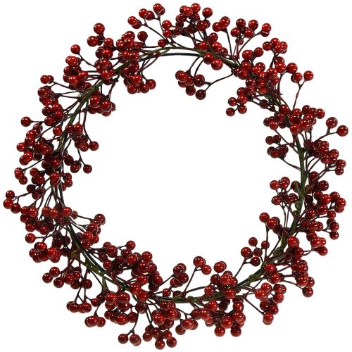 Floristik24 Bessenkrans Rood Kunstplanten Rood Kerst Ø35cm
