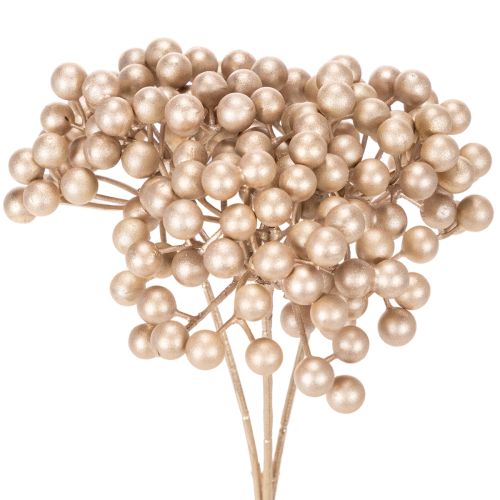 Kunstmatige bessenstruik, champagnekleurige decoratie, 28 cm, 3 stuks kopen | Floristik24.nl
