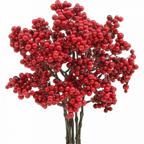 Floristik24 Decoratieve tak met rode bessen bessentak herfstdecoratie 26cm 6st